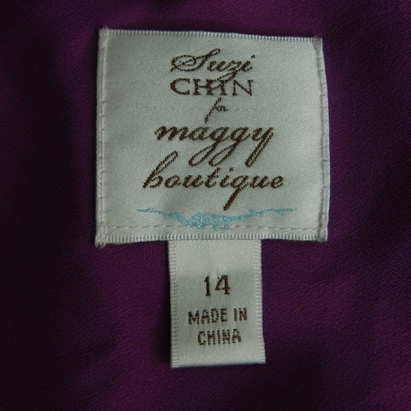 Suzi Chin for Maggy Boutique LS BD Dress Purple 14 - Picture 5 of 5